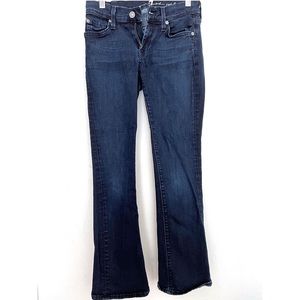7 for all Mankind Low Rise Dark Navy Wash Denim Crop Flare Size 25